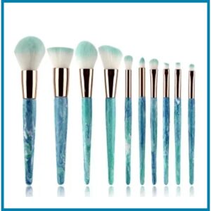 10 Pc Professional Make-up Brush Set - Aqua Blue