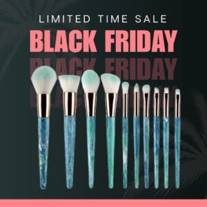 10 Pc Professional Make-up Brush Set - Aqua Blue